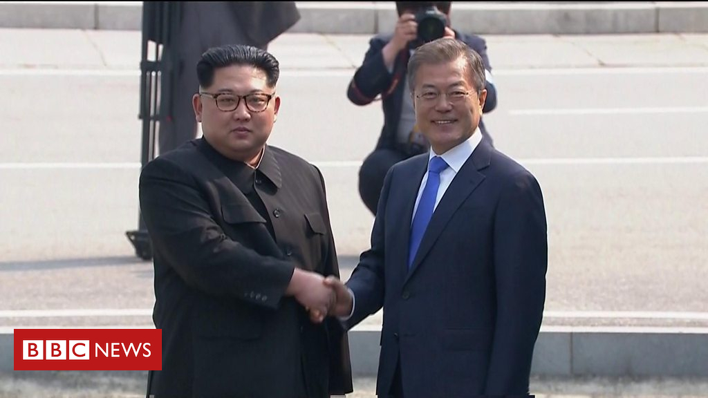 Moment Kim Jong-un crossed Korean border