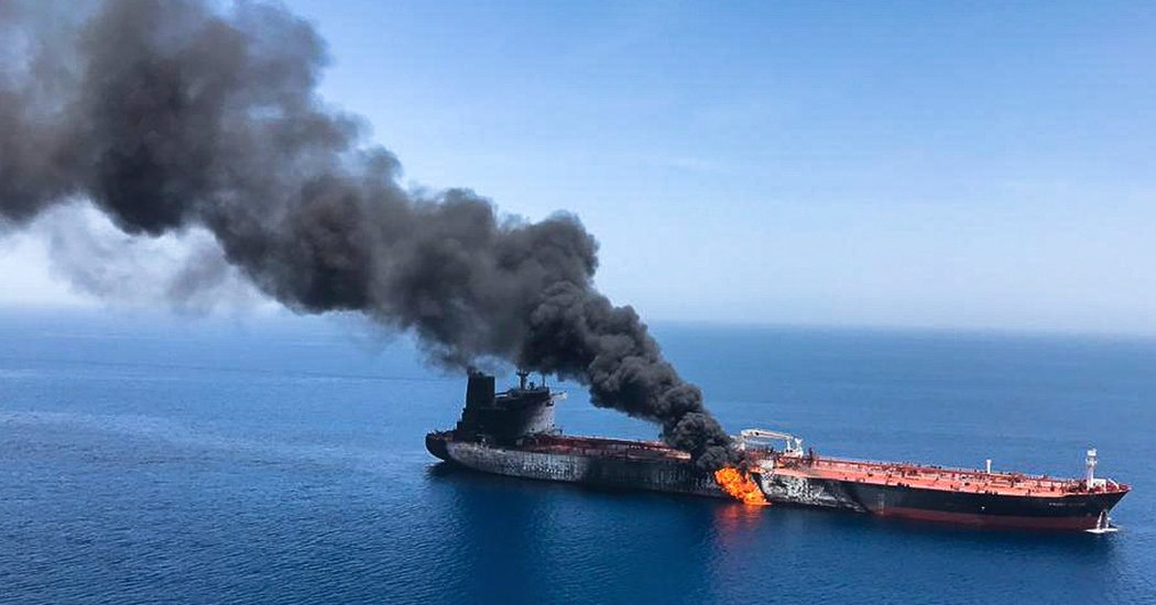 13tanker-sub-facebookJumbo.jpg Tankers Attacked Again in Gulf of Oman, Raising Fears of Wider Conflict