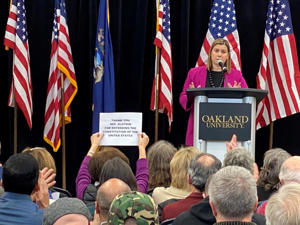 At noisy town hall, a vulnerable U.S. Democrat says ‘yes’ to impeaching Trump